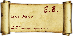 Encz Bence névjegykártya